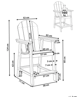 Sgabello da bar da giardino ADIRONDACK Materiale sintetico Rosso