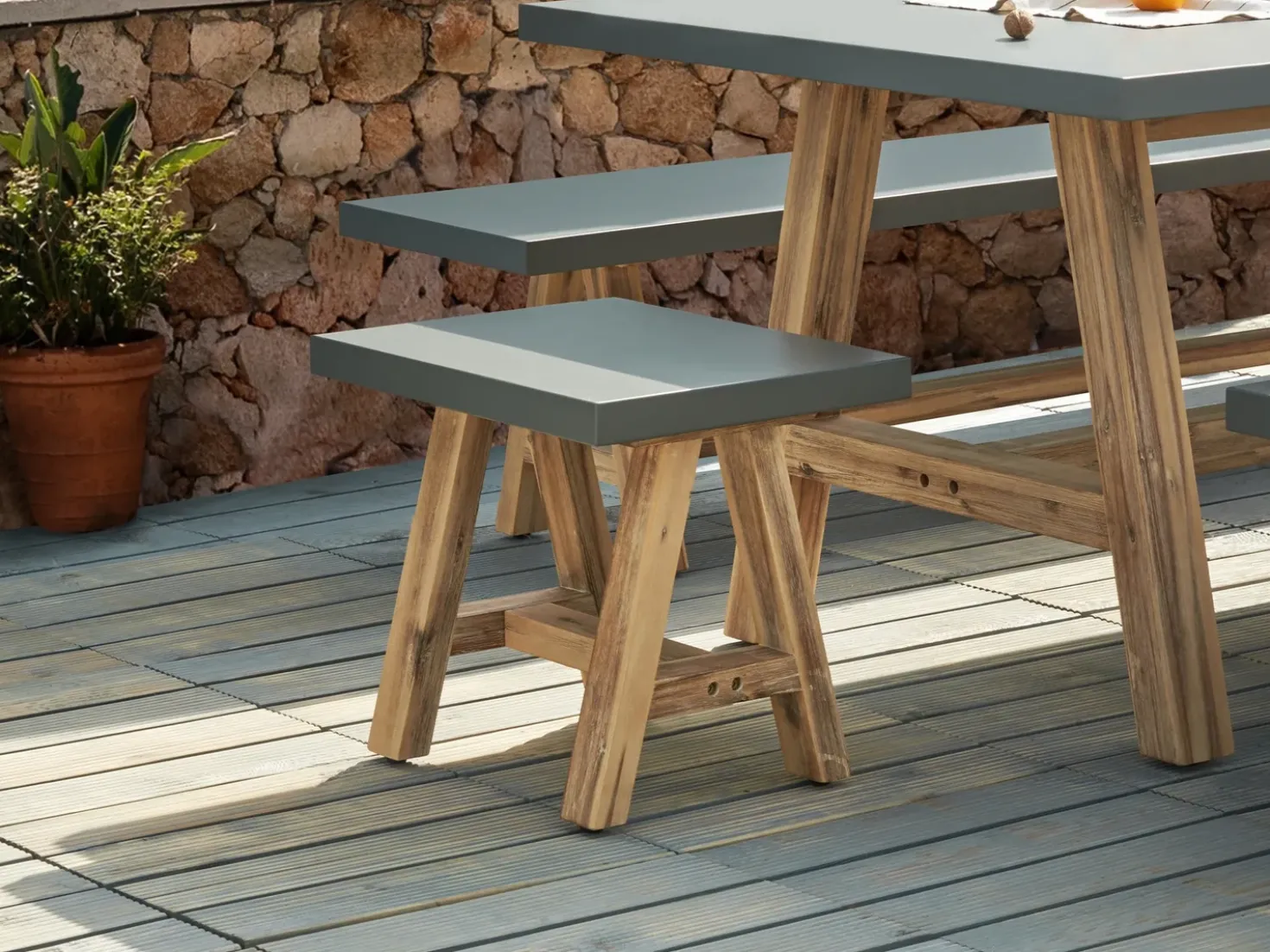 Sgabello da giardino TONNARE Grigio