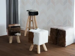 Sgabello DALTON Pelle naturale Marrone