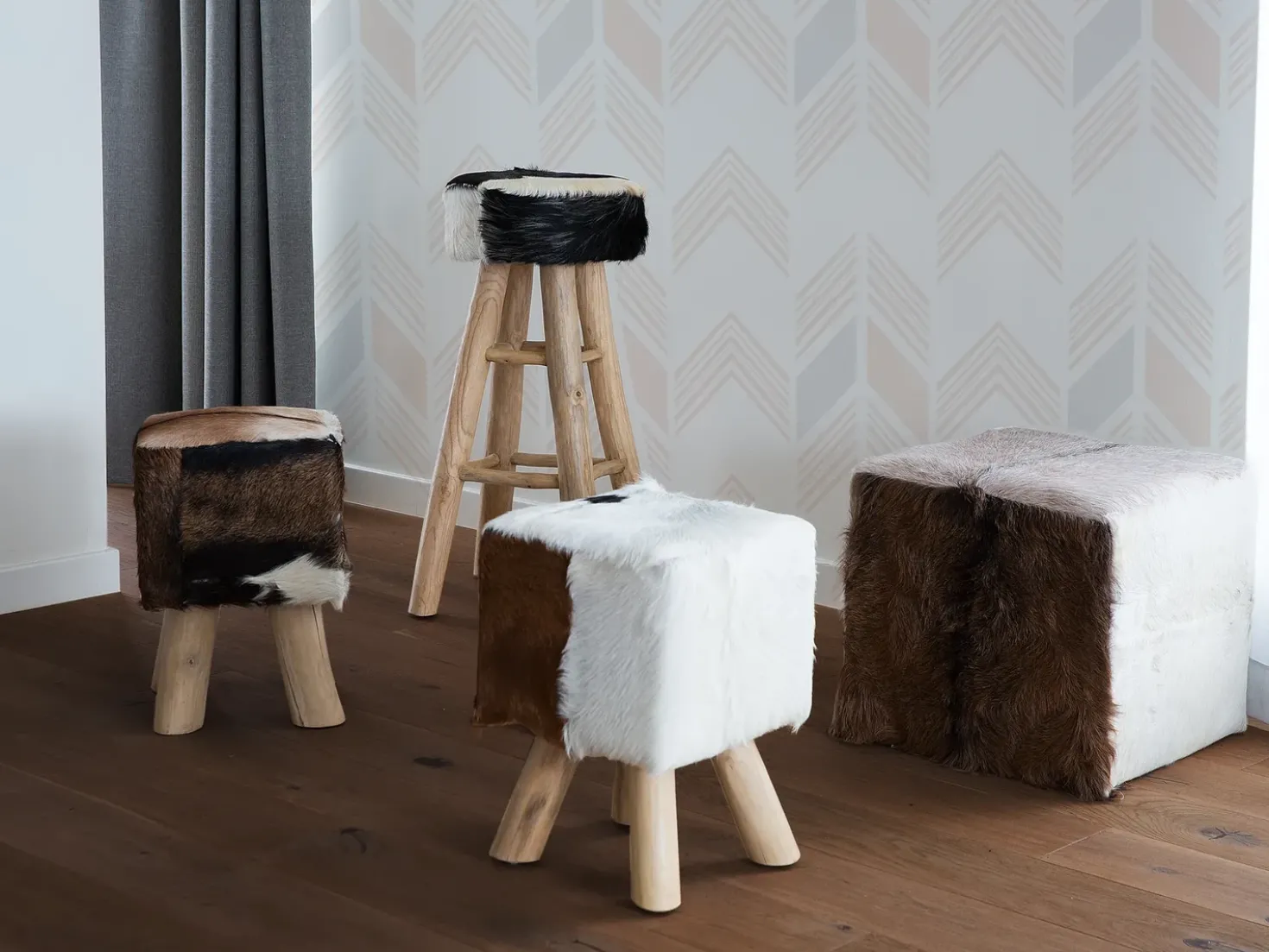 Sgabello DALTON Pelle naturale Marrone