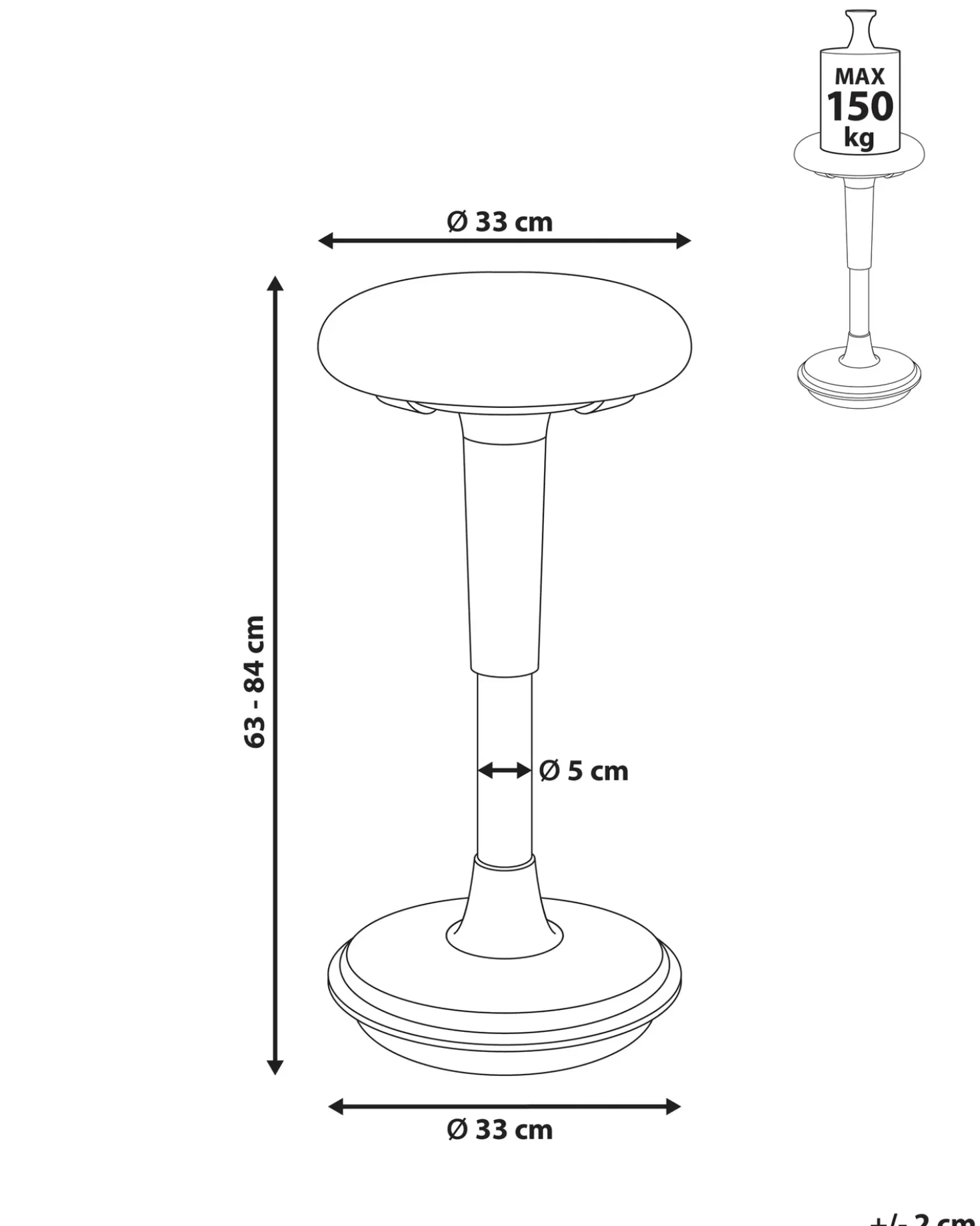 Sgabello ergonomico oscillante ESTELL Pelle sintetica Bianco