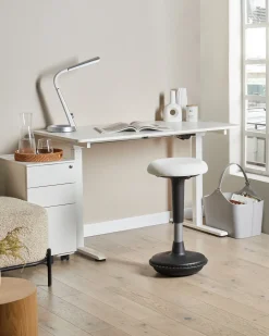 Sgabello ergonomico oscillante ESTELL Pelle sintetica Bianco