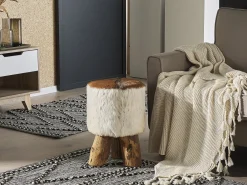 Sgabello KENT Pelle naturale Marrone dorato
