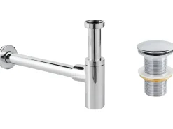 Sifone per lavabo con scarico Click Clack MAFREDI Ottone Argento