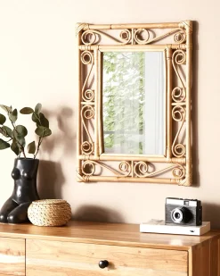 Specchio AMANU 41 cm 52 cm Rattan Naturale