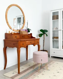 Specchio ANLEZY 80 cm 80 cm Rattan Naturale