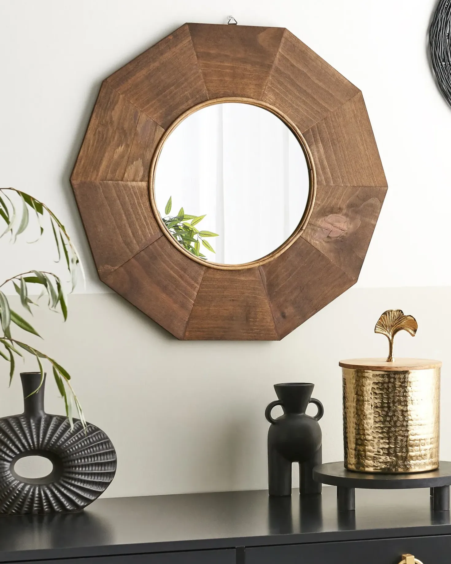 Specchio ASEM 60 cm 60 cm Legno di pioppo Marrone