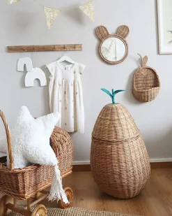 Specchio ASHANTI 30 cm 33 cm Rattan Naturale