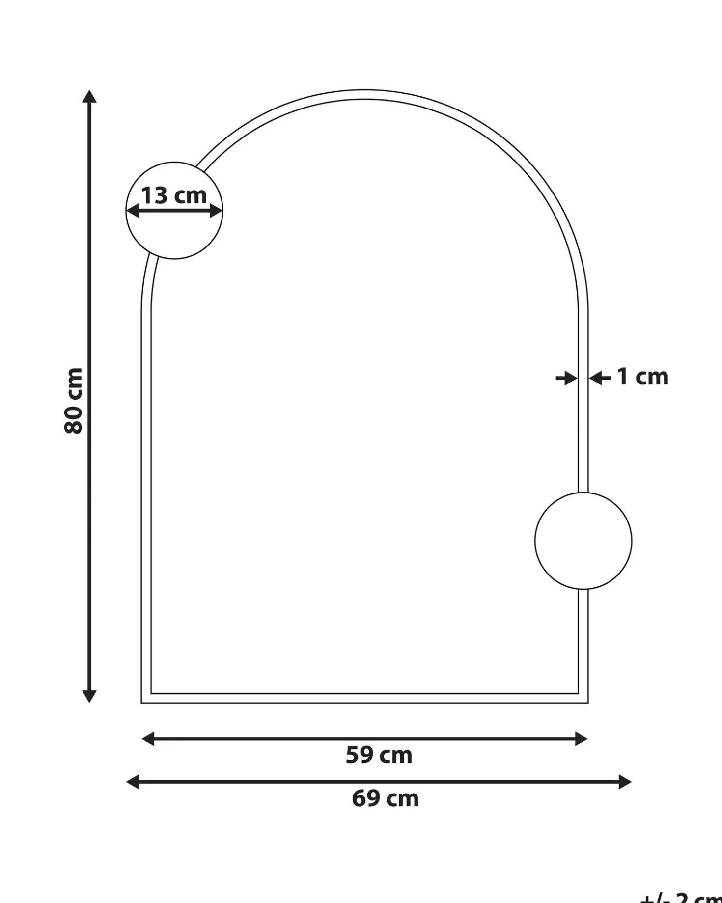 Specchio AULON 69 cm 80 cm Metallo Nero