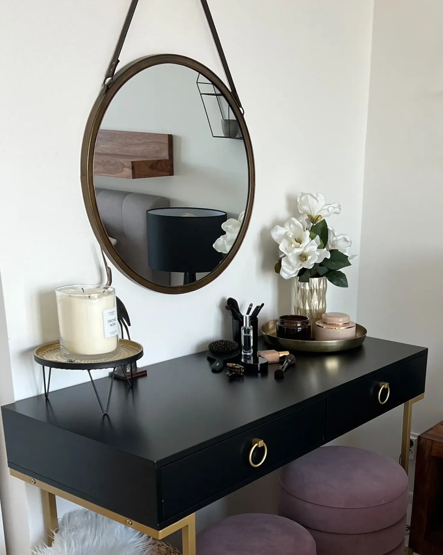 Specchio AUTUN 60 cm 60 cm Metallo Oro