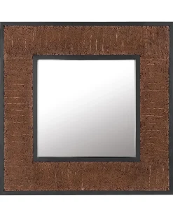 Specchio BOISE 60 cm 60 cm Legno di teak Marrone scuro