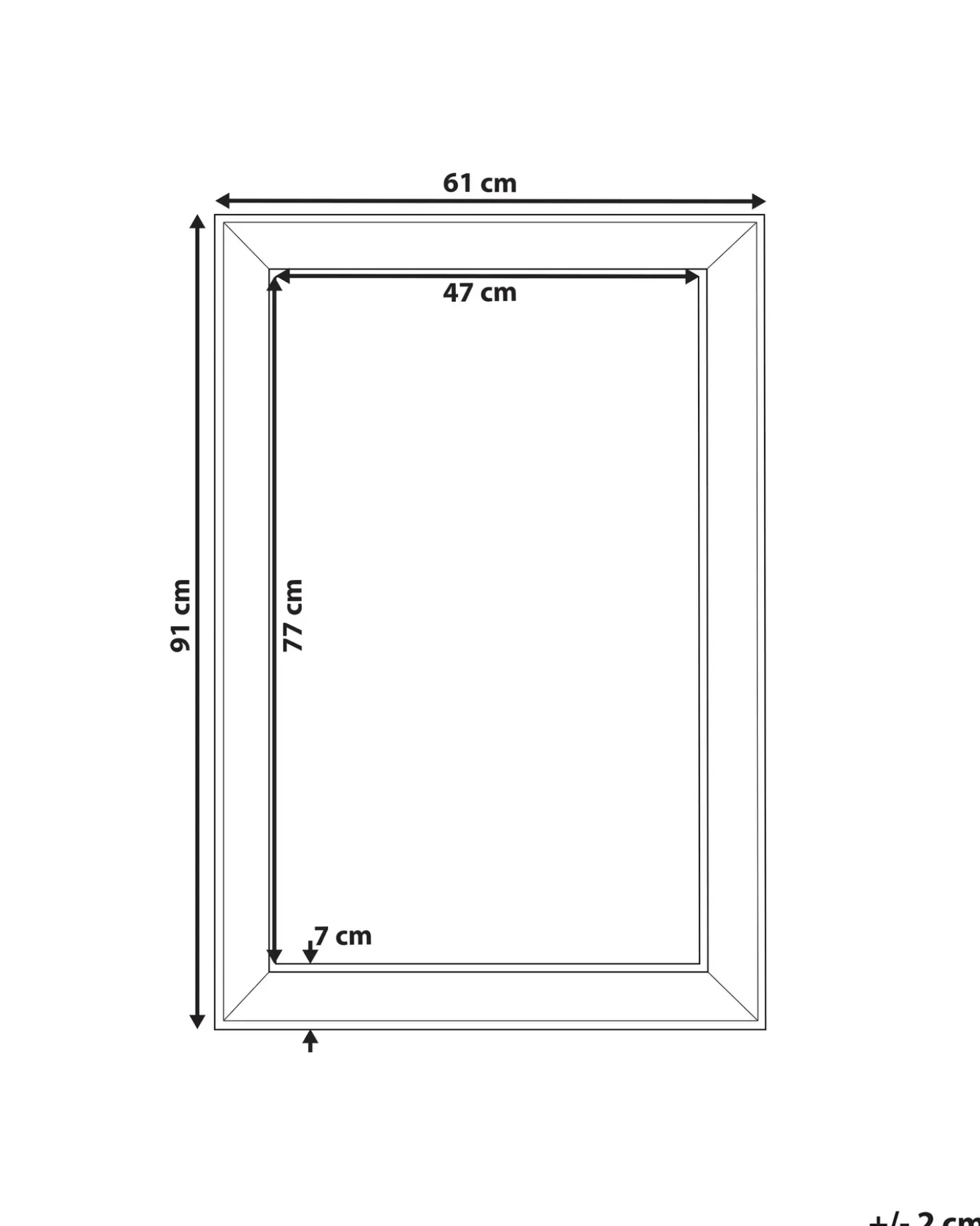 Specchio BUBRY 61 cm 91 cm Argento