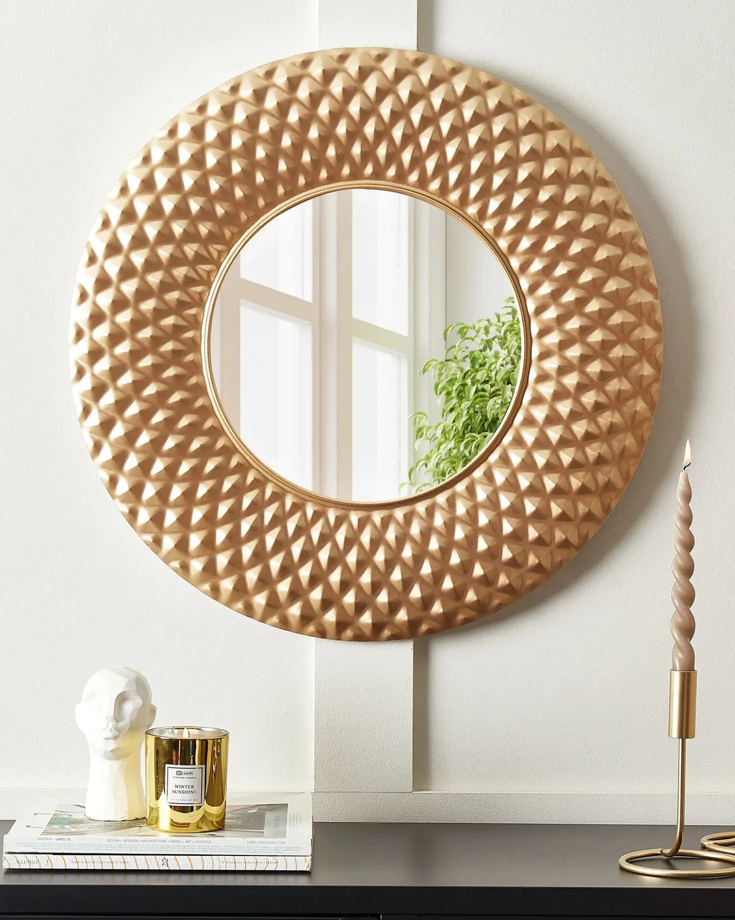 Specchio COMBE 60 cm 60 cm Metallo Oro