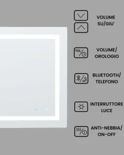 Specchio da bagno con luce LED PRENOIS 80 cm 60 cm Argento