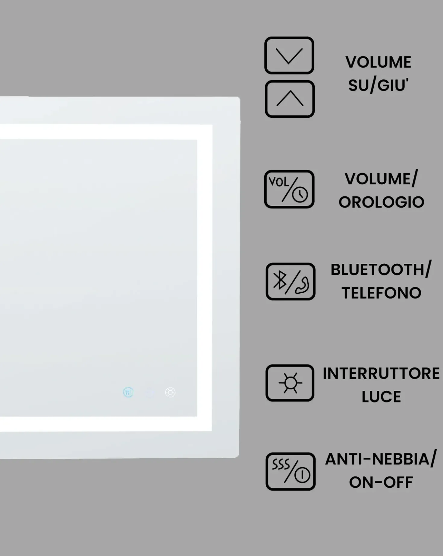 Specchio da bagno con luce LED PRENOIS 80 cm 60 cm Argento