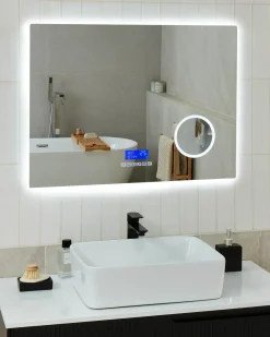Specchio da bagno con luce LED MONTARON 80 cm 60 cm Argento