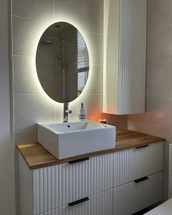Specchio da bagno con luce LED VIRIAT 60 cm 80 cm Argento