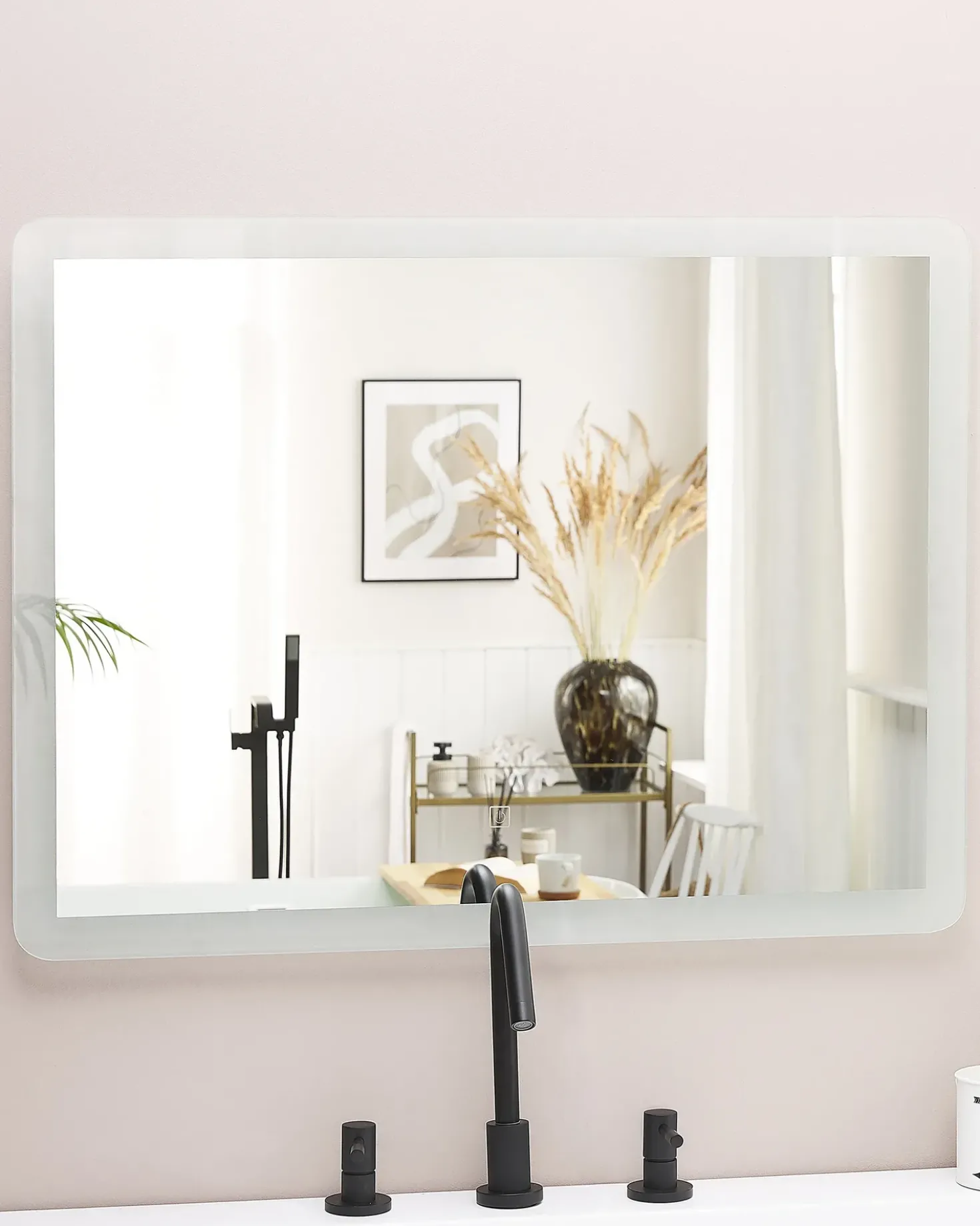 Specchio da bagno con luce LED CORROY 80 cm 60 cm Argento