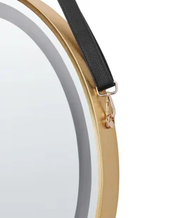 Specchio da bagno con luce LED DAROIS 60 cm 60 cm con altoparlante Bluetooth integrato Oro