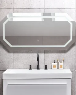 Specchio da bagno con luce LED LOCMARIAQUER 120 cm 60 cm Argento