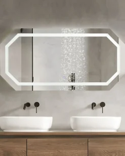 Specchio da bagno con luce LED LOCMARIAQUER 120 cm 60 cm Argento