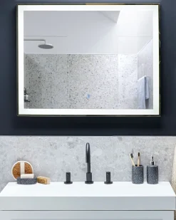 Specchio da bagno con luce LED ARGENS 90 cm 70 cm Argento