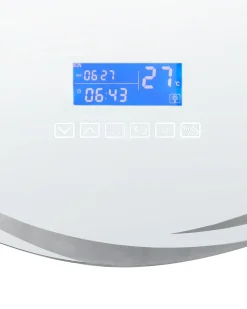Specchio da bagno con luce LED TANAY 60 cm 60 cm con altoparlante Bluetooth integrato Argento