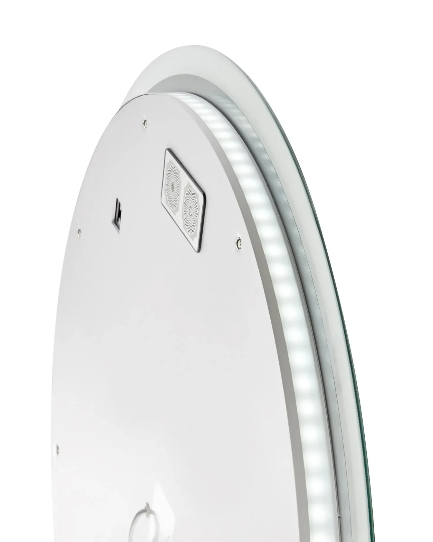 Specchio da bagno con luce LED FIXIN 80 cm 80 cm con altoparlante Bluetooth integrato Argento