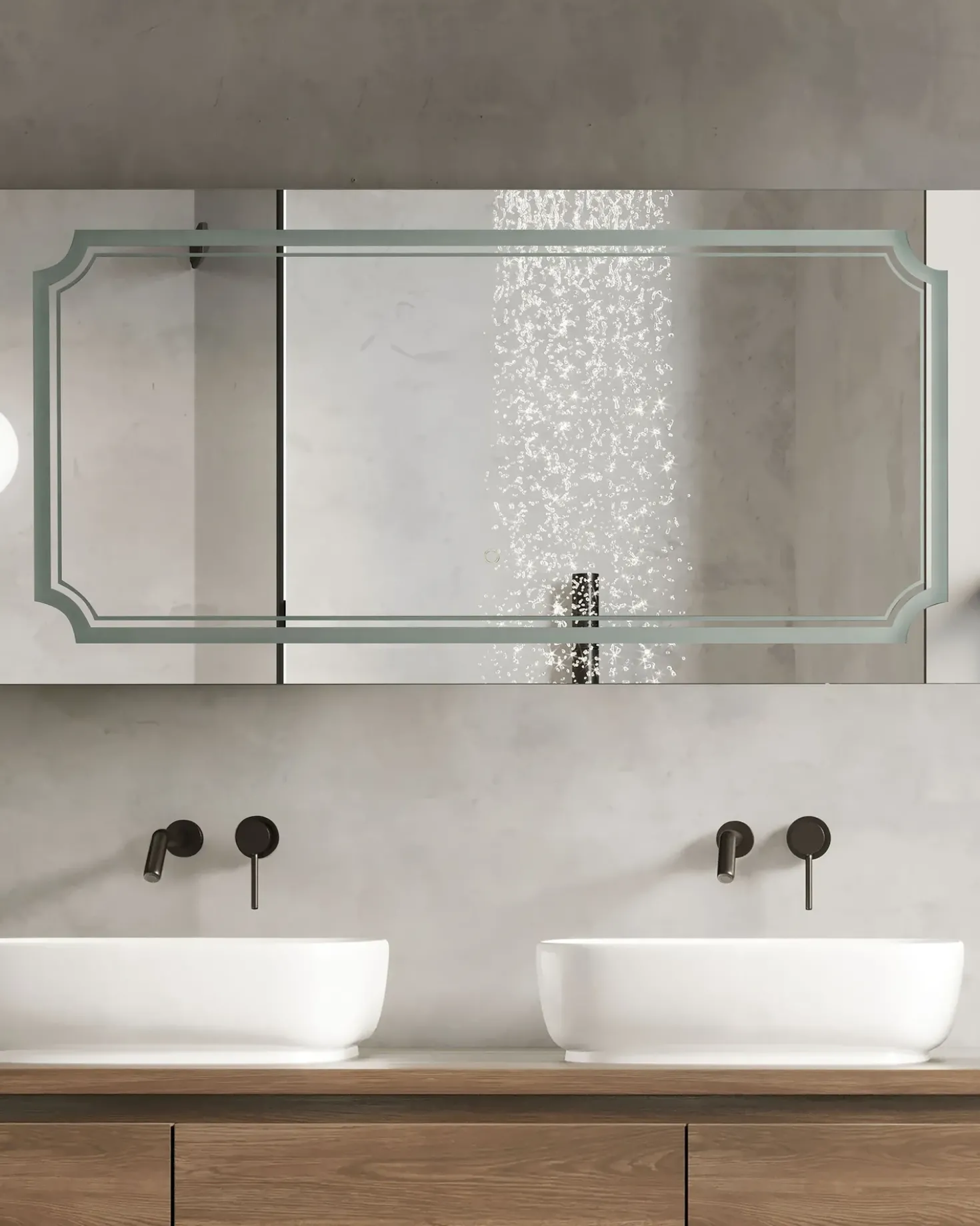 Specchio da bagno con luce LED ARROMACHNES 120 cm 60 cm Argento