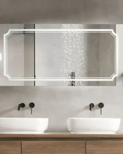 Specchio da bagno con luce LED ARROMACHNES 120 cm 60 cm Argento