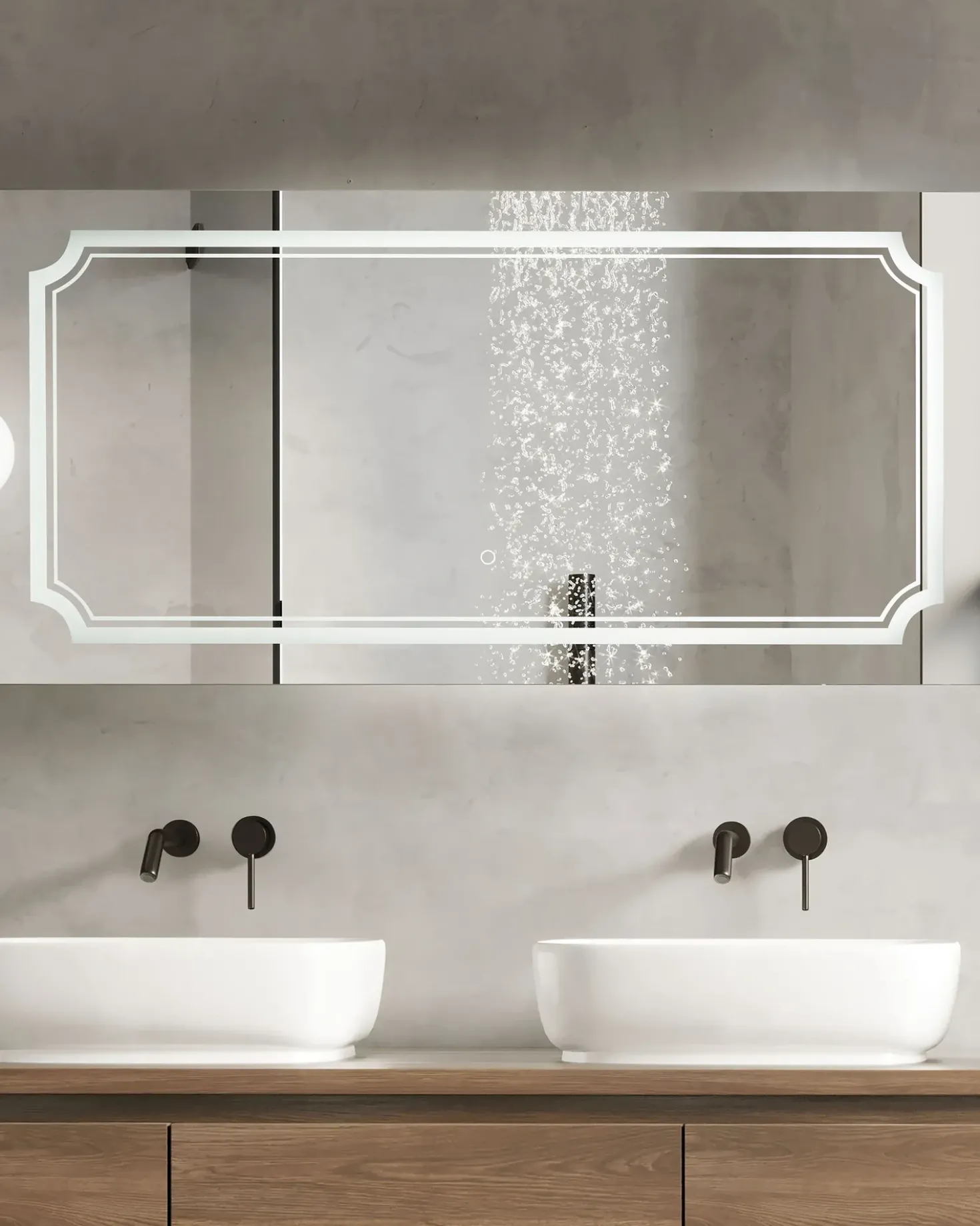 Specchio da bagno con luce LED ARROMACHNES 120 cm 60 cm Argento
