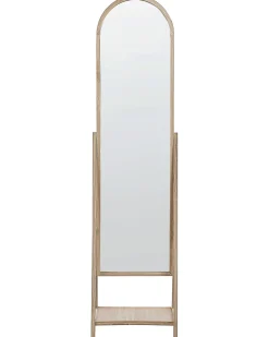 Specchio da parete con ripiano CHAMBERY 170 cm Legno di Paulownia Marrone chiaro
