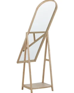 Specchio da parete con ripiano CHAMBERY 170 cm Legno di Paulownia Marrone chiaro