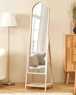 Specchio da parete con ripiano CHAMBERY 170 cm Legno di Paulownia Marrone chiaro