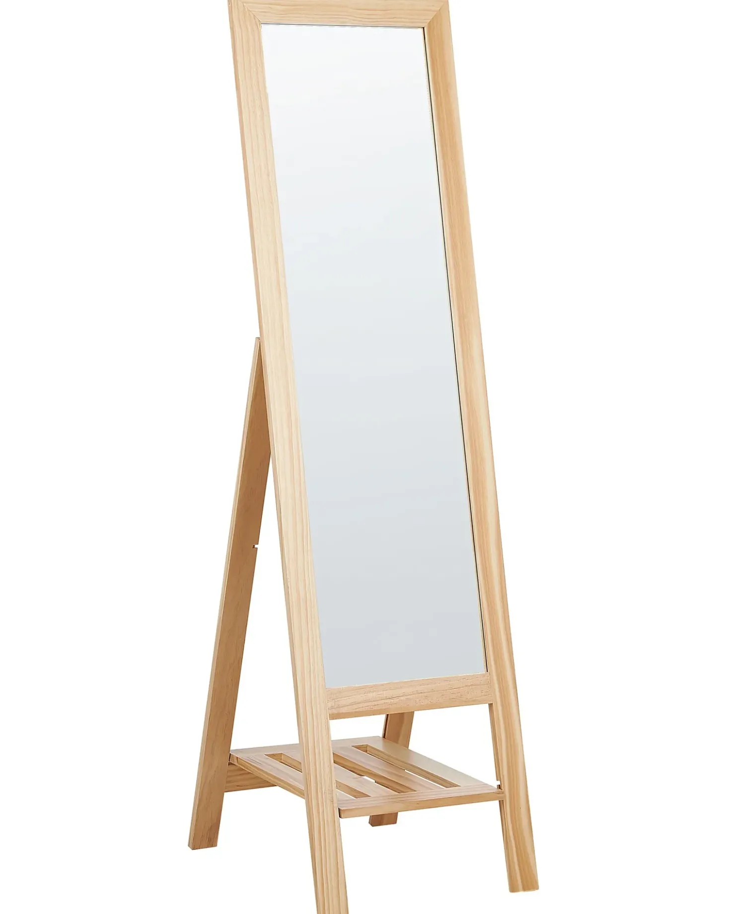 Specchio da parete con ripiano LUISANT 145 cm Legno di pino Marrone chiaro
