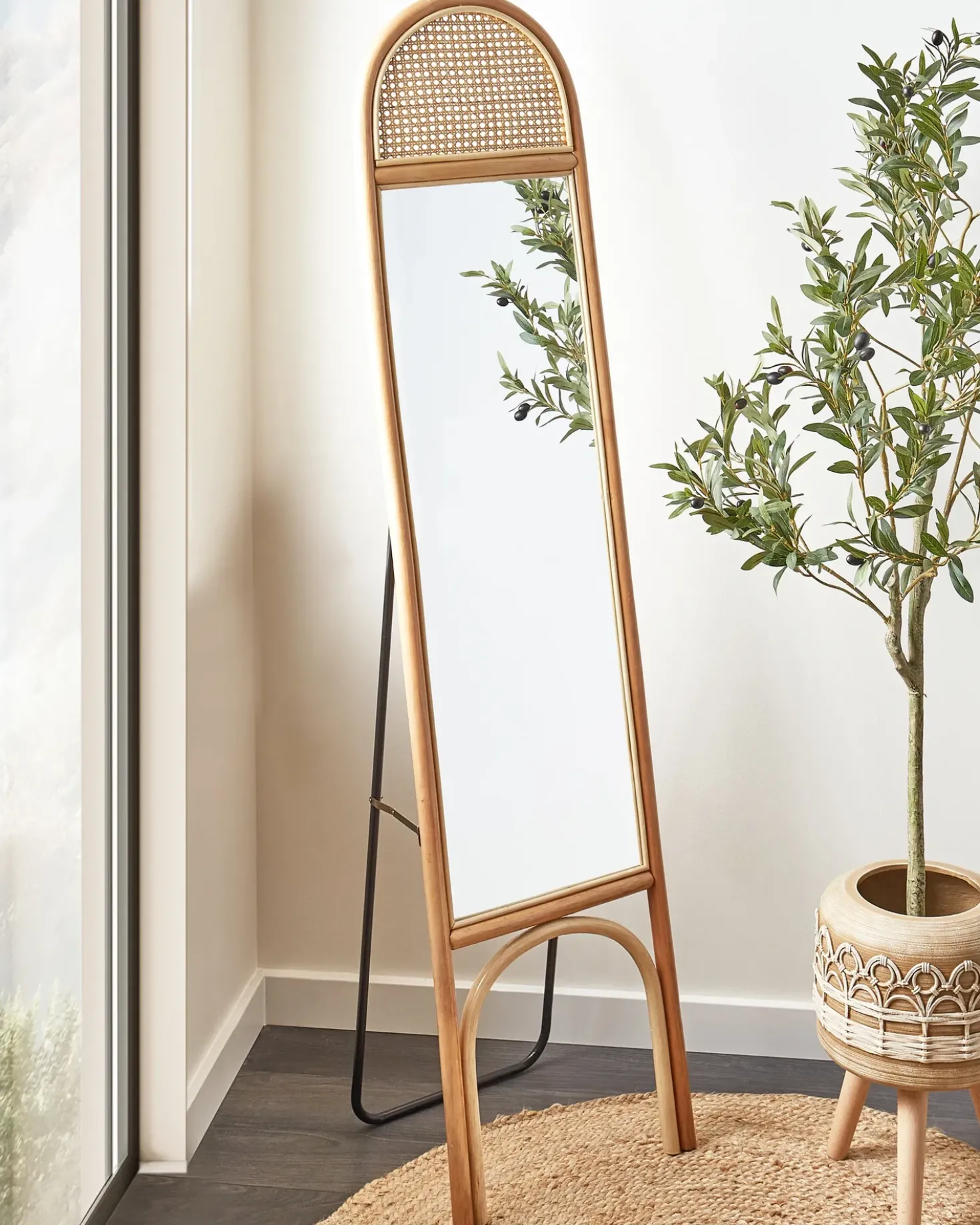 Specchio da terra BRUSSEY 170 cm Rattan Naturale