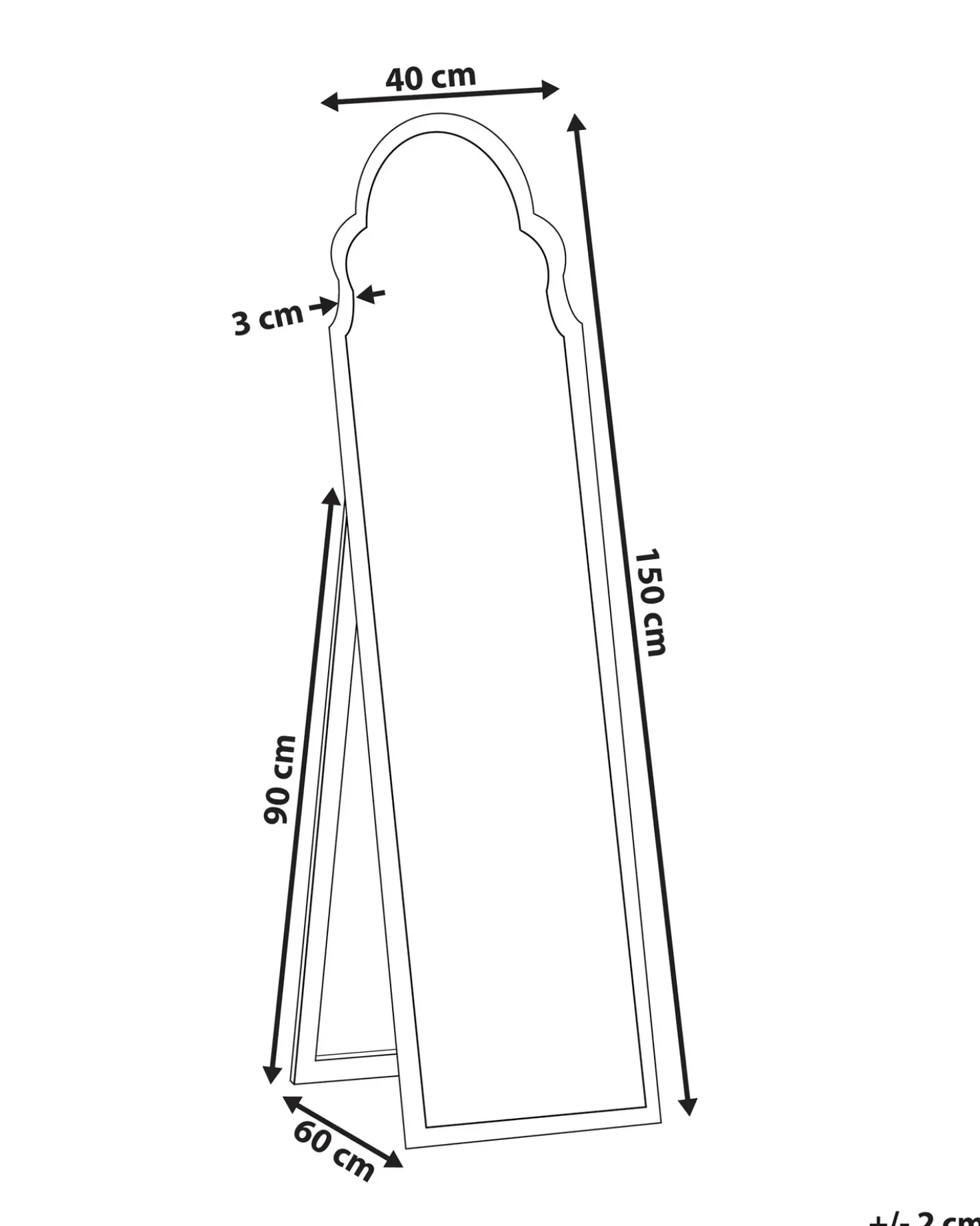 Specchio da terra CHATILLON 150 cm Nero