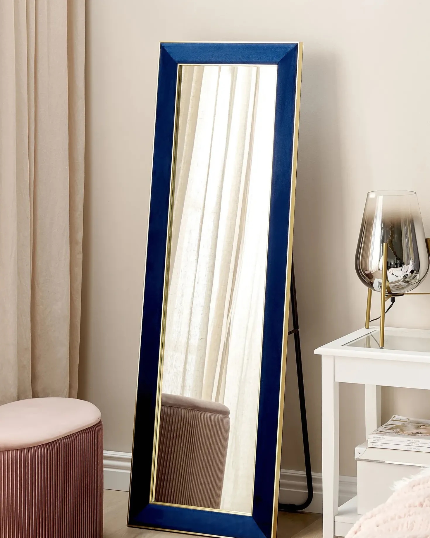 Specchio da terra LAUTREC 150 cm Velluto Blu marino