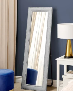 Specchio da terra LOCRONAN 150 cm Pelle sintetica Grigio chiaro