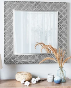 Specchio EVETTES 80 cm 80 cm Metallo Argento