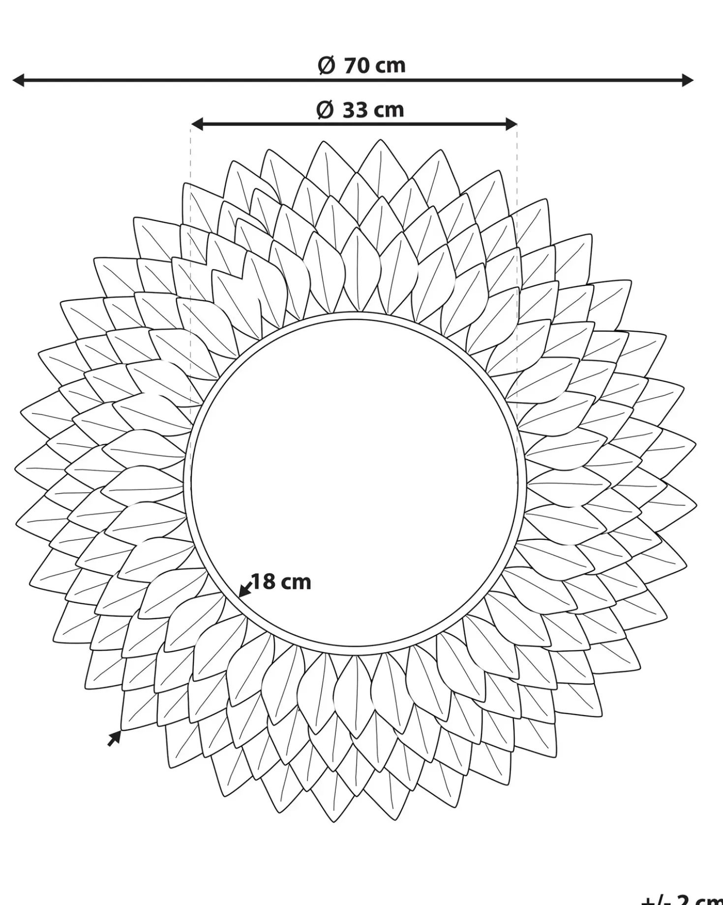 Specchio LARRAU 70 cm 70 cm Metallo Argento