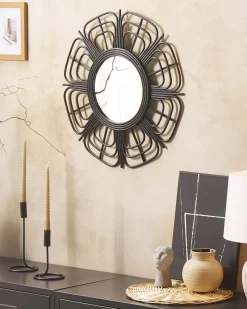 Specchio PASAKU 60 cm 60 cm Rattan Nero