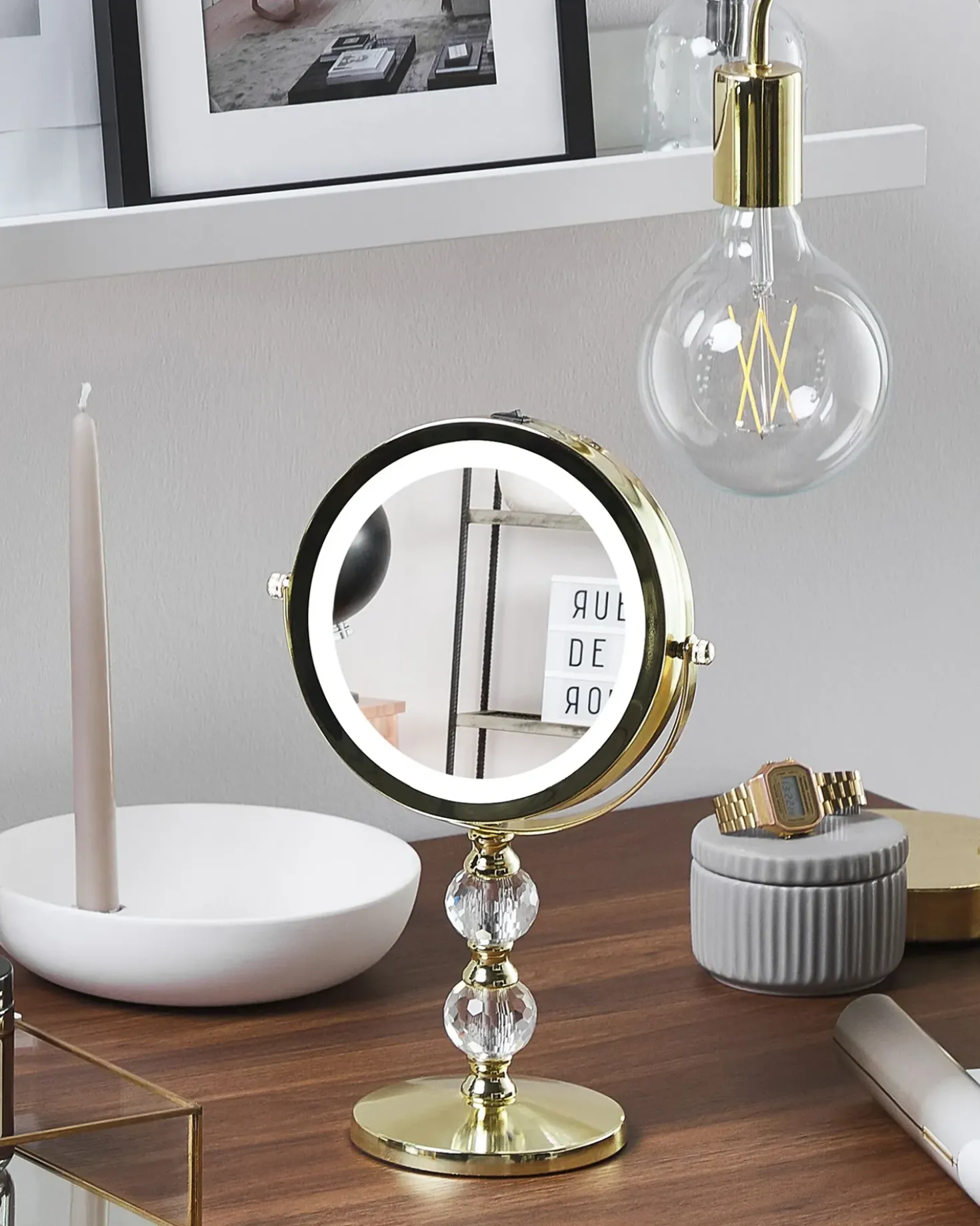 Specchio per make-up LED CLAIRA Oro