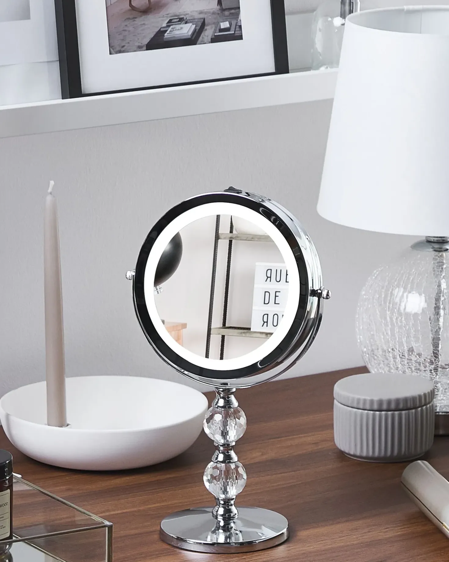 Specchio per make-up LED CLAIRA Argento