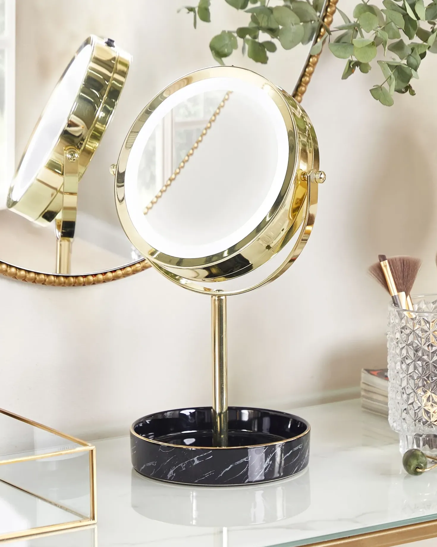 Specchio per make-up LED SAVOIE Nero/Oro