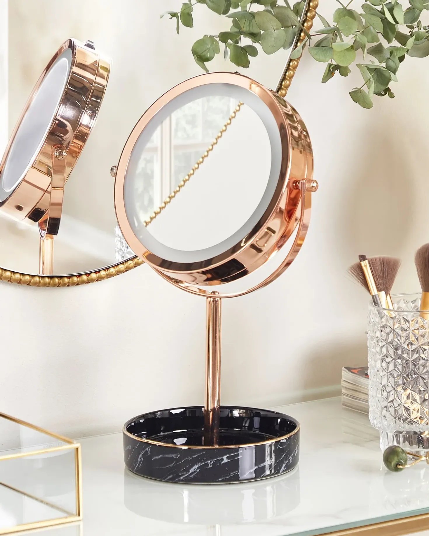 Specchio per make-up LED SAVOIE Oro rosa