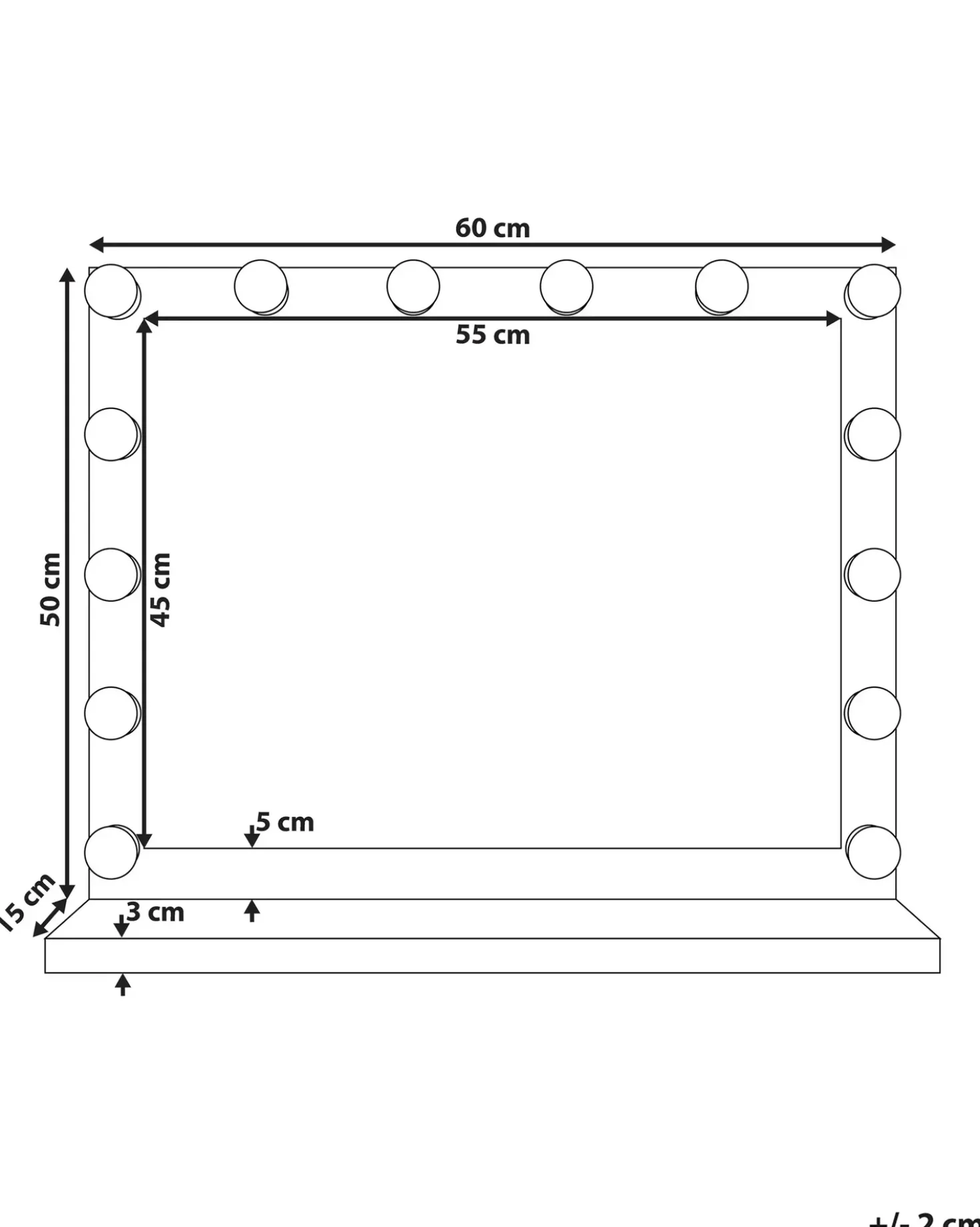 Specchio per tavolino toeletta LED BEAUVOIR Nero