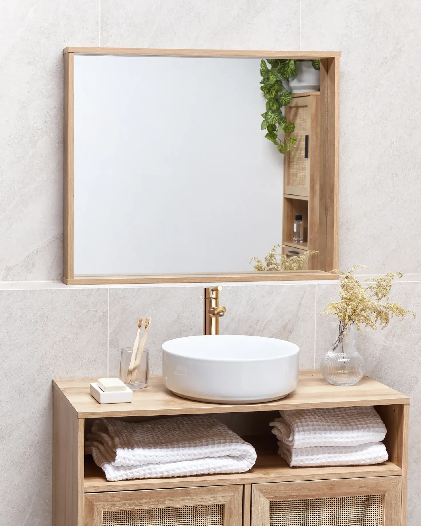 Specchio ROSELL 80 cm 65 cm Marrone chiaro