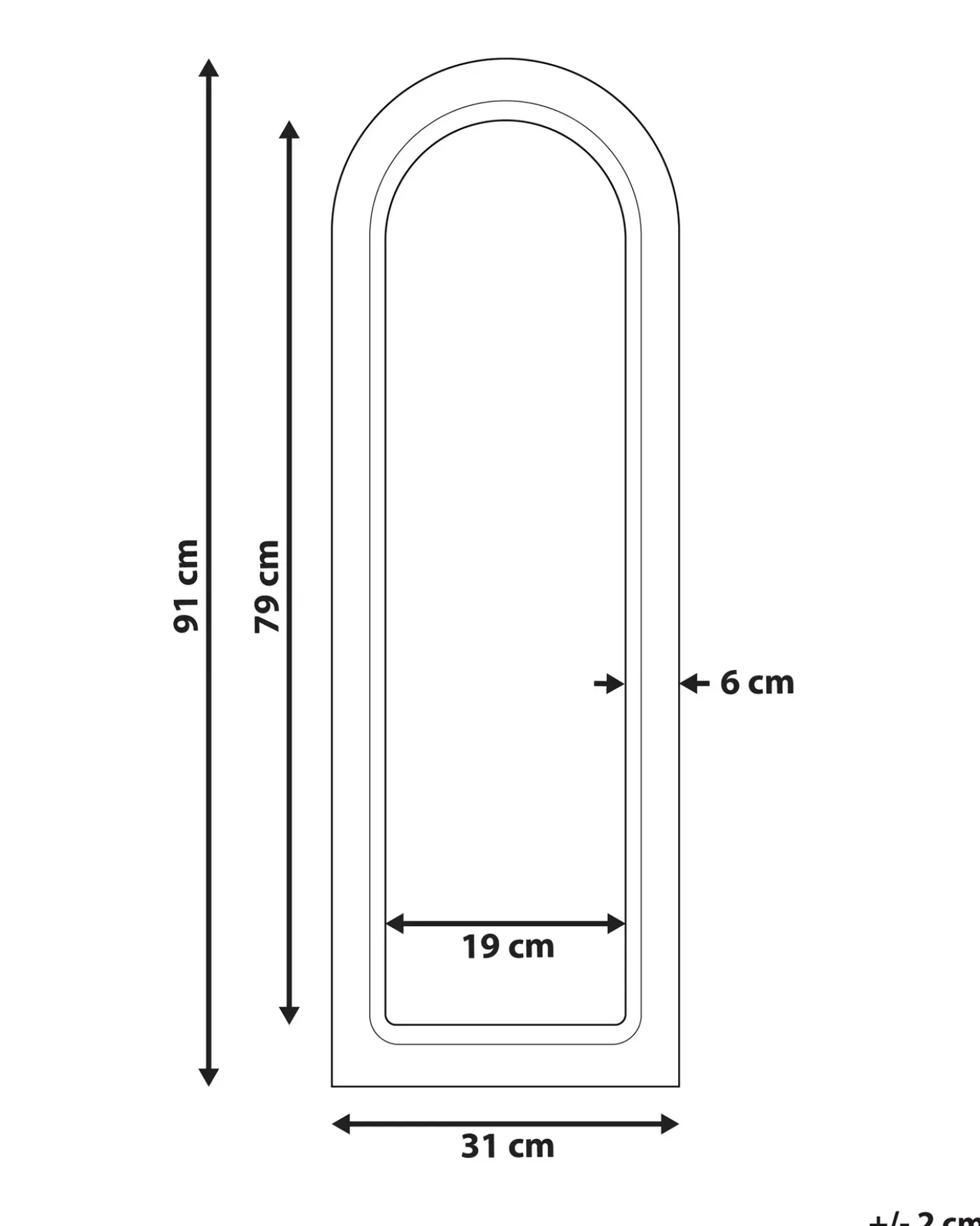 Specchio SARRY 31 cm 91 cm Legno di mango Bianco