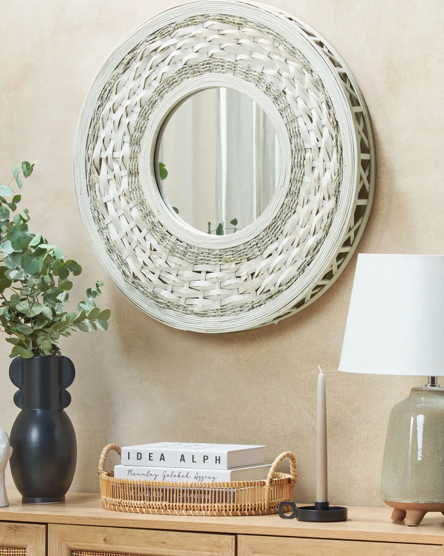 Specchio SOLEDAD 61 cm 61 cm Bambù Bianco